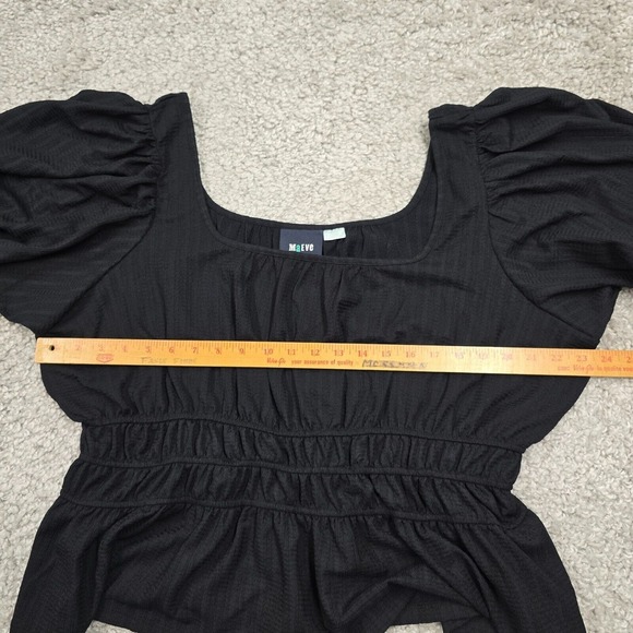 Maeve Top Women 3X Black Pullover Puff Sleeve Stretch Minimalist Anthropologie - Picture 9 of 12